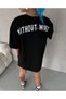 Women's Short Sleeve Summer T-Shirt Crew Neck Printed Oversize T-Shirt - Black - 2