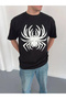 Men's Spider Print T-Shirt Short Sleeve Crew Neck T-Shirt - Black - 2
