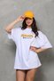 Women's Crew Neck Printed Oversize T-Shirt - White - 2