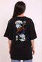 Marchè Bien Women's Short Sleeve Summer T-Shirt Crew Neck Printed Oversize T-Shirt - Black - 2