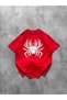 Women's Spider Print T-Shirt Short Sleeve Crew Neck T-Shirt - Red - 4