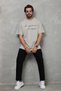 Marchè Bien Men's Short Sleeve Summer T-Shirt Crew Neck Printed Oversize T-Shirt - Gray - 3