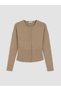 Lcw Vision Beige Combed Cotton Plain Women's Cardigan with Nevavm Difference - 5