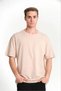 Marchè Bien Erkek Düz Tişört Bisiklet Yaka Kısa Kollu Oversize T-Shirt - Bej