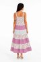 Marchè Bien Women's Strappy Floral Patterned Linen Fabric Layered Casual Maxi Dress - Pink - 3