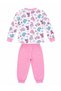 Girls' Premium Combed Cotton Cat Patterned Long Sleeve Pajama Set 2-11 Years - Pink