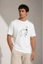 Marchè Bien Men's Minimal Printed T-Shirt with Dog Figure Short Sleeve Summer T-Shirt - White - 3