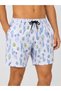 Marchè Bien Men's Swim Shorts with Cactus Pattern, Pockets, Lace-Up, Mesh Lining, Quick Drying - White - 2