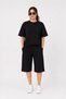 Marchè Bien Women's Bottom-Top Set Two Yarn Fabric Crew Neck T-Shirt with Pockets Above Knee Shorts - Black - 3
