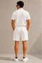 Marchè Bien Men's Crepe Fabric Breathable Short Sleeve Shirt Pocket Shorts Bottom Top Set - White - 5