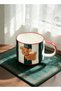 Cute Embossed Puppy Mug Dark Green and White striped Striped Healing Breakfast Cup - 3