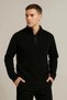 Men's Ribbed Knitwear Sweater Set of 2 Black Beige Thick Woven Cotton Regular Fit V-Neck - 2