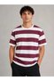 Marchè Bien Men's Striped Oversize T-Shirt Crew Neck Short Sleeve Summer T-Shirt - Burgundy