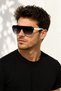 Marchè Bien Men's Uv400 Sunglasses Black with White Frame Gradient Smoked Glass Modern Design