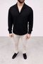 Marchè Bien Men's Aerobin Fabric Oversize 4 Season Long Sleeve Comfortable Fit Shirt - Black - 4
