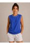 Marchè Bien Women's Contrast Ribbed Sleeveless Athlete Crew Neck Summer Basic Athlete Top - Saks Blue - 3