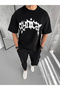 Marchè Bien Men's Printed Crew Neck T-Shirt - Black