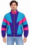 Marchè Bien Men's 80's Retro Wintage Digital Printed Zippered Windbreaker Seasonal Jacket - 2