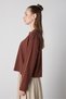 Women's Brown Crop Buttoned and Patted Cotton T-Shirt 32057 - 5