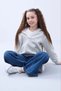 Girl's Hooded Cardigan Sweatshirt with Kangaroo Pocket and Full Zipper - Gray