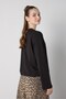 Women's Black Crop Buttoned and Patted Cotton T-Shirt 32057 - 6