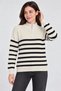 Marchè Bien Women's High Collar Half-Zip Striped Thessaloniki Knit Sweater - Cream - 4