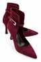Caren Women's Suede Plum Pointed Toe Thin Heel Belt Detailed Windowed Stylish Women's Boots & Stiletto 9 cm Heel