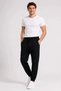 Men's Two-Thread Elastic Waist Lace-Up Regular Fit Jogger Sweatpants - Black