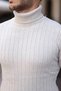 Men's Turtleneck Full-Throated Thick Ribbed Regular Fit Knitwear Sweater - Beige - 2