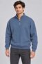 Men's three-thread fleece-lined stand collar half-zip winter sweatshirt - blue - 2