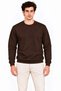 Men's 2-Piece Crew Neck Ribbed Inside 2 Yarn Flat Long Sleeve Regular Fit Sweatshirt - Burgundy & Brown - 6
