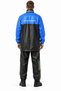 Men's Blue Black Waterproof Reflective Biker Raincoat Set Long Jacket with Zippered Legs - 3