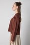 Women's Brown Crop Buttoned and Patted Cotton T-Shirt 32057 - 2