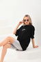 Women's Printed Oversized Short Sleeve T-Shirt - Black - 4