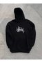 Men's Three Thread Hooded Printed Sweatshirt - Black