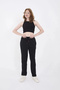 Women's 3 Thread Cotton Pipe Leg Sweatpants with Pockets - Black