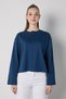Women's Navy Blue Crop Buttoned and Patted Cotton T-Shirt 32057 - 4