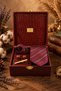Claret Red Men's Gift Box - Tie, Handkerchief, Cufflinks, Tie Clip Set Kmk281