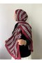 Chain Pattern Kraş Shawl - Burgundy & Black