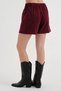 Women's Corduroy Shorts with Pleated Detail on the Front and Elasticated Back Belt Design - 5