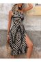 Women's One-Shoulder Side Gathered Slit Midi Single Jersey Dress - 4