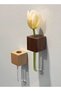 6 Pack Solid Wood Magnetic Vase for Fridge, 3 Black Walnut & 3 Beech Wood Refrigerator Magnet Flower Holders, Decorative Planter for Home Kitchen Office Decor,Clear Glass Vase - 3