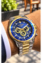 Men's Wristwatch Japanese Mechanism Active Chronometer Silver Gold Steel Band with Calendar