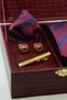 Burgundy Men's Gift Box - Tie, Handkerchief, Cufflinks, Tie Clip Set Kmk274 - 2