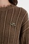 Women's Washed Long Sleeve Design Sweater with Ripped Collar and Sleeves - 6