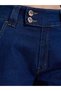 Dark Blue Wide Leg Jeans with Button Detail - 3