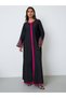 Black Embroidered Jalabiya with Lace Trim - 3