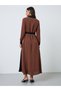 Brown Color Block A-Line Maxi Dress with Belt - 5