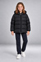Girl's Black Fleece Fur Hooded Windproof Inflatable Winter Coat - 4