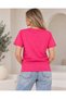 Women's Crew Neck Short Sleeve Fuchsia Pink & Puppy Pink Premium T-Shirt - 5